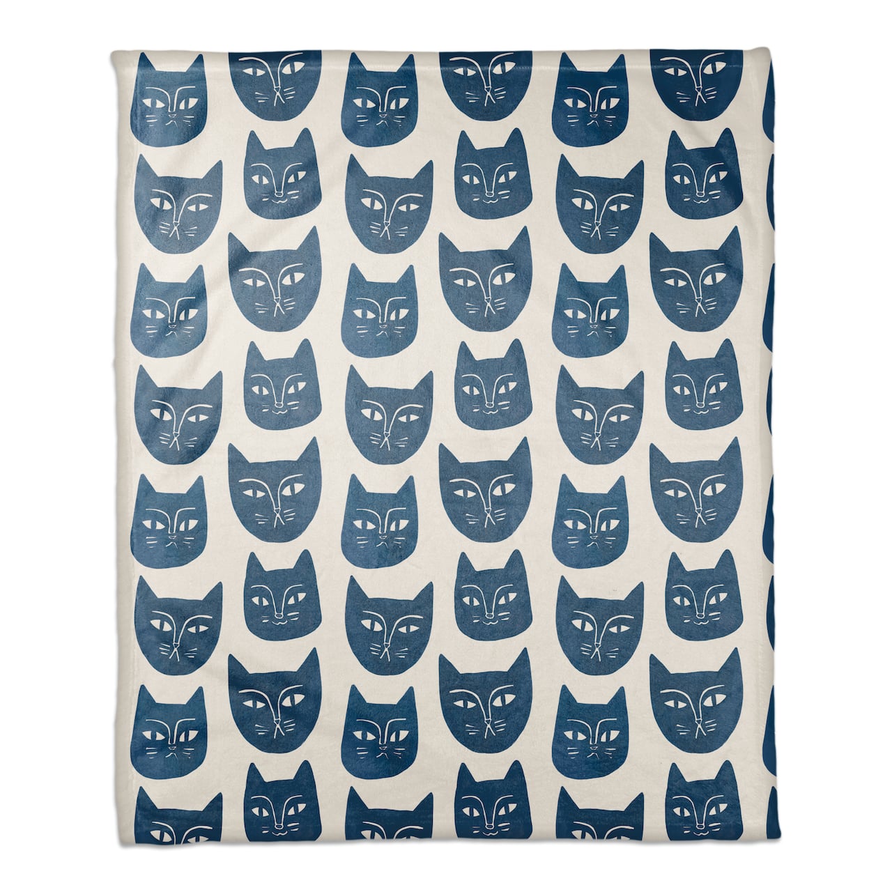 Blue Cat Face Pattern 50&#x22; x 60&#x22; Coral Fleece Blanket